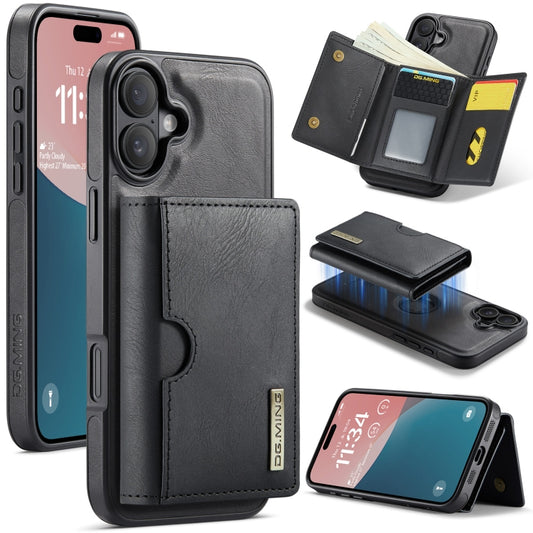 DG.MING M6 Series RFID Tri-fold Card Bag Removable Leather Phone Case, For iPhone 16