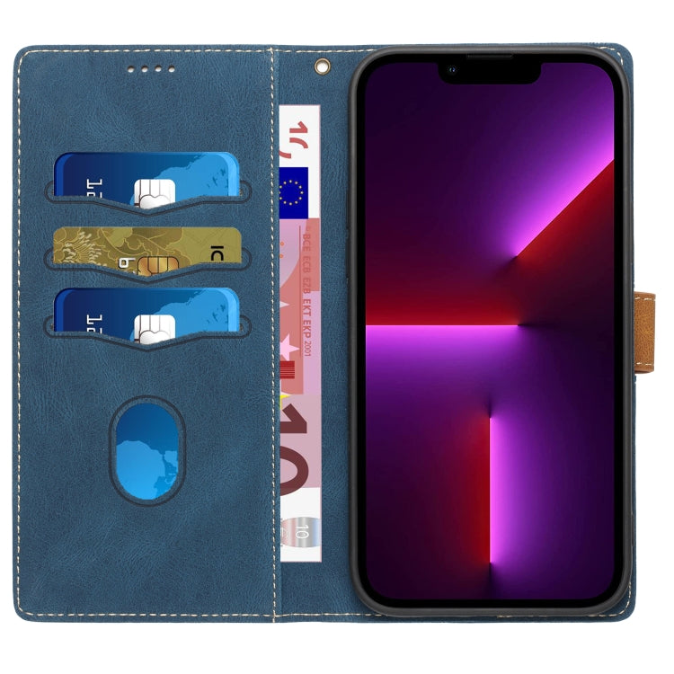 Grid Stitching Leather Phone Case with Lanyard