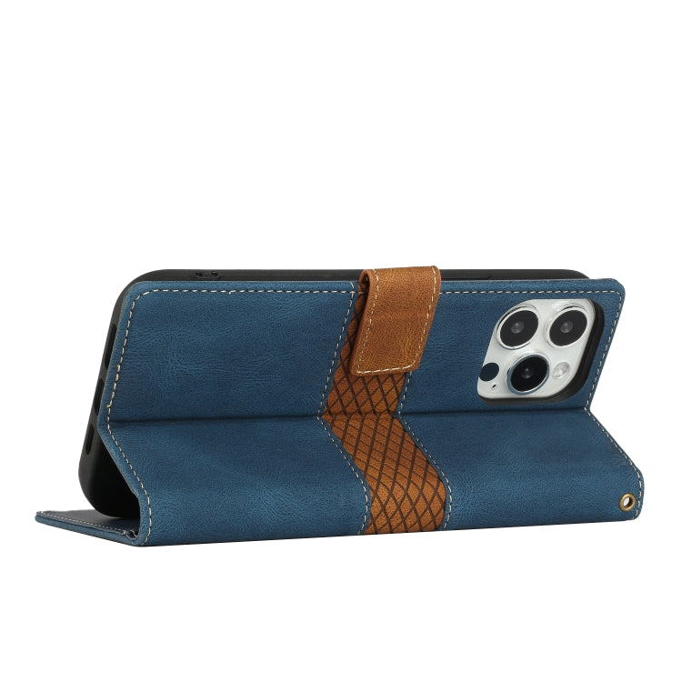 Grid Stitching Leather Phone Case with Lanyard
