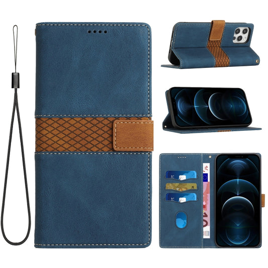 Grid Stitching Leather Phone Case with Lanyard, For iPhone 12 / 12 Pro, For iPhone 12 Pro Max, For iPhone 12 mini, For iPhone 11 Pro Max, For iPhone 11, For iPhone 11 Pro