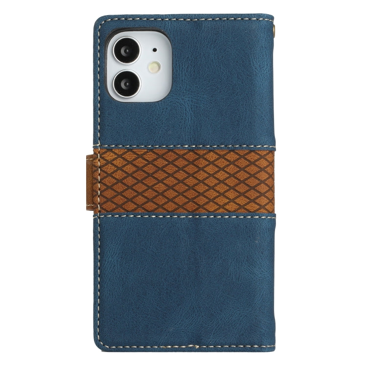 Grid Stitching Leather Phone Case with Lanyard