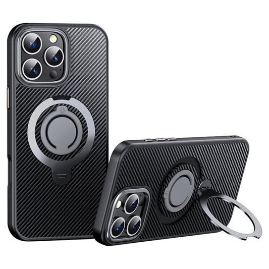 Carbon Fiber MagSafe Phone Case with 360 Degree Rotating Holder, For iPhone 16 Pro Max, For iPhone 16 Pro, For iPhone 16 Plus, For iPhone 16