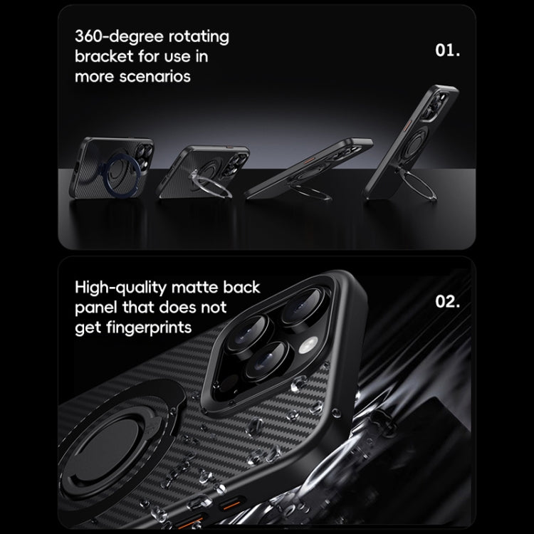 Carbon Fiber MagSafe Phone Case with 360 Degree Rotating Holder, For iPhone 13 Pro, For iPhone 12 / 12 Pro, For iPhone 12 Pro Max
