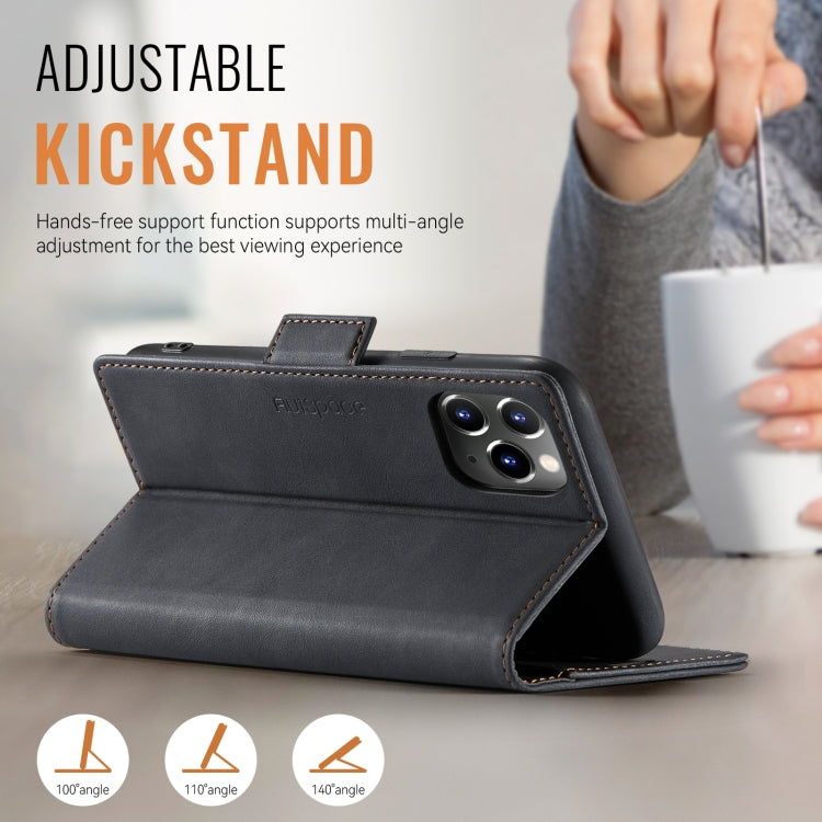 AutSpace A11 Side Buckle MagSafe Magnetic RFID Phone Leather Case, For iPhone 11 Pro Max, For iPhone 11, For iPhone 11 Pro