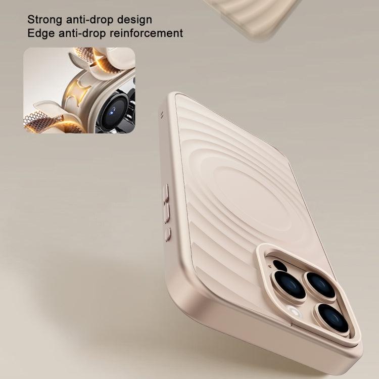 Wave Texture Liquid Silicone Titanium MagSafe Phone Case, For iPhone 16 Pro Max, For iPhone 16 Pro, For iPhone 16 Plus, For iPhone 16, For iPhone 15 Pro Max, For iPhone 15 Pro