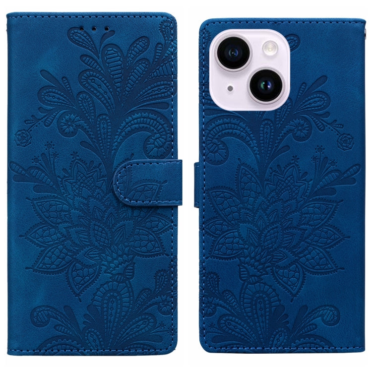 Lace Floral Embossed Magnetic Buckle PU Phone Case With Wrist Strap, For iPhone 15 Pro Max, For iPhone 15 Pro, For iPhone 14 Plus / 15 Plus, For iPhone 15