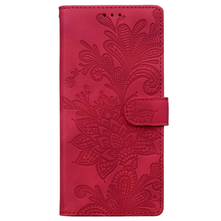 Lace Floral Embossed Magnetic Buckle PU Phone Case With Wrist Strap, For iPhone 15 Pro Max, For iPhone 15 Pro, For iPhone 14 Plus / 15 Plus, For iPhone 15