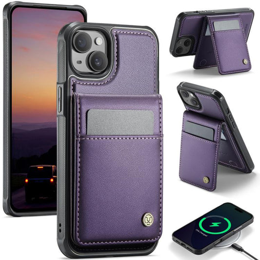 JEEHOOD J06 British Style RFID MagSafe Card Bag PU Phone Case, For iPhone 13, For iPhone 12 / 12 Pro, For iPhone 12 Pro Max, For iPhone 11 Pro Max