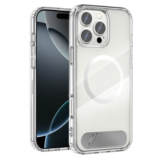 Clear PC Hybrid TPU MagSafe Phone Case with Holder, For iPhone 16 Pro Max, For iPhone 16 Pro, For iPhone 16 Plus, For iPhone 16