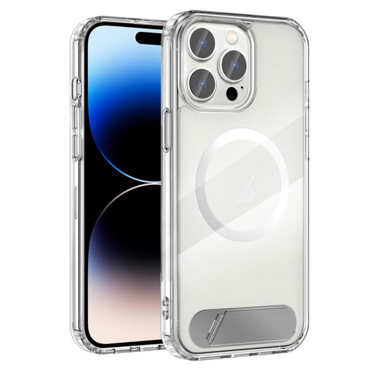 Clear PC Hybrid TPU MagSafe Phone Case with Holder, For iPhone 14 Pro, For iPhone 14 Pro Max, For iPhone 13 Pro Max, For iPhone 13 Pro