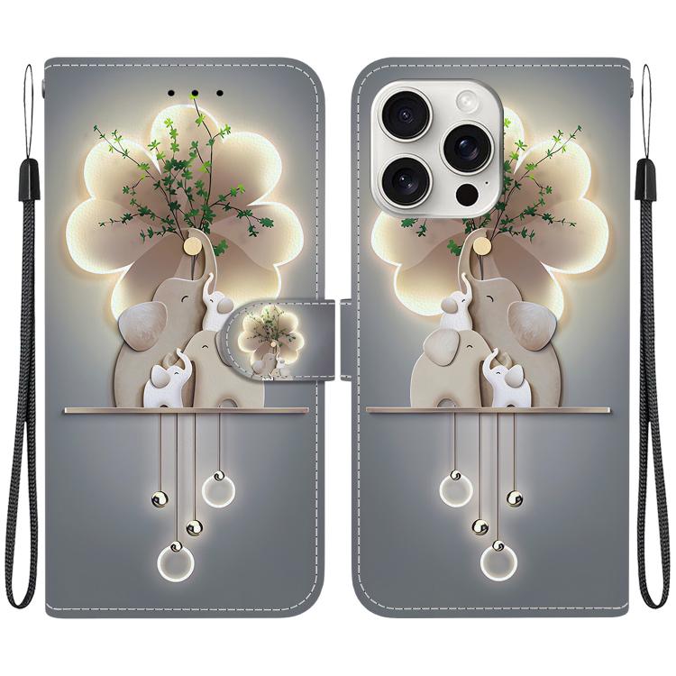 Crystal Texture Colored Drawing Leather Phone Case