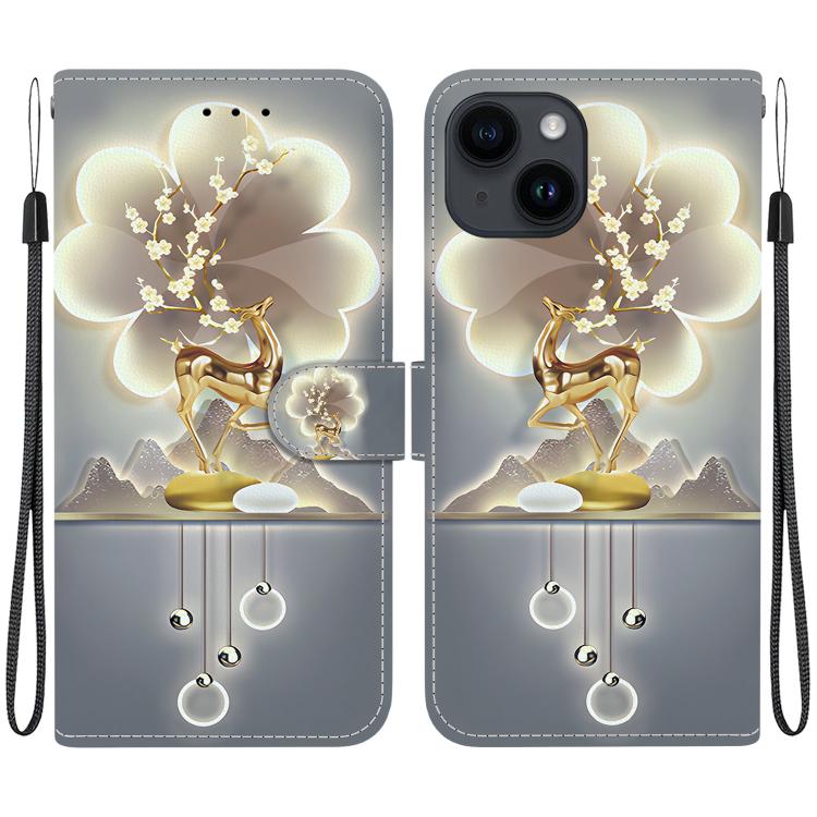 Crystal Texture Colored Drawing Leather Phone Case