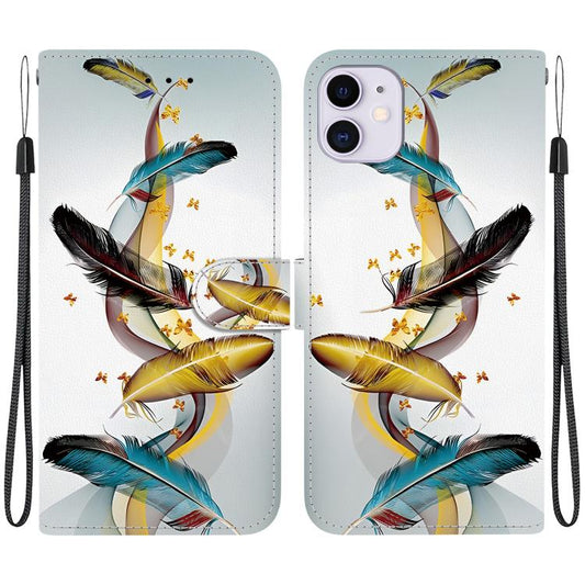 Crystal Texture Colored Drawing Leather Phone Case