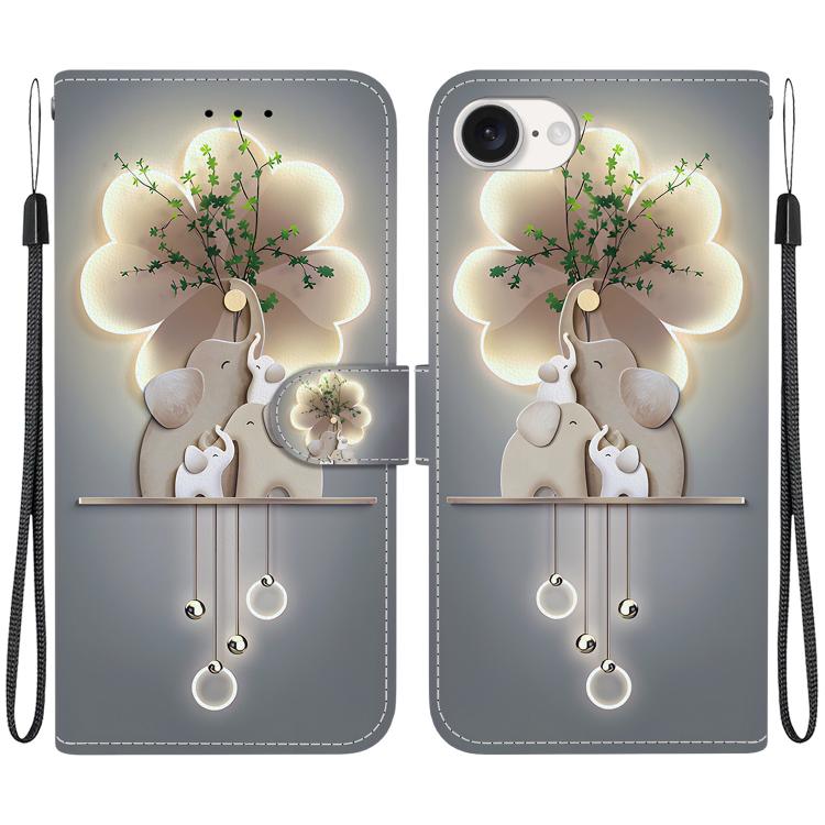 Crystal Texture Colored Drawing Leather Phone Case
