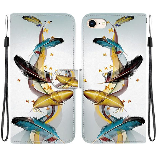 Crystal Texture Colored Drawing Leather Phone Case