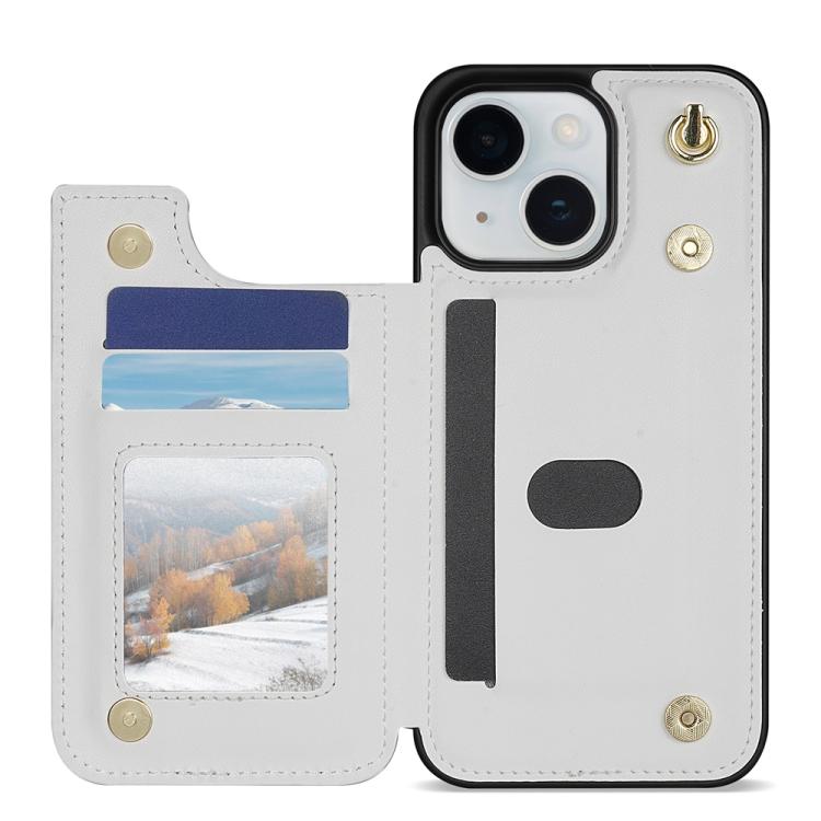 Rhombic Dual Buckle Card Slots Phone Case with Lanyard, For iPhone 14 Plus, For iPhone 13 / 14, For iPhone 14 Pro, For iPhone 14 Pro Max
