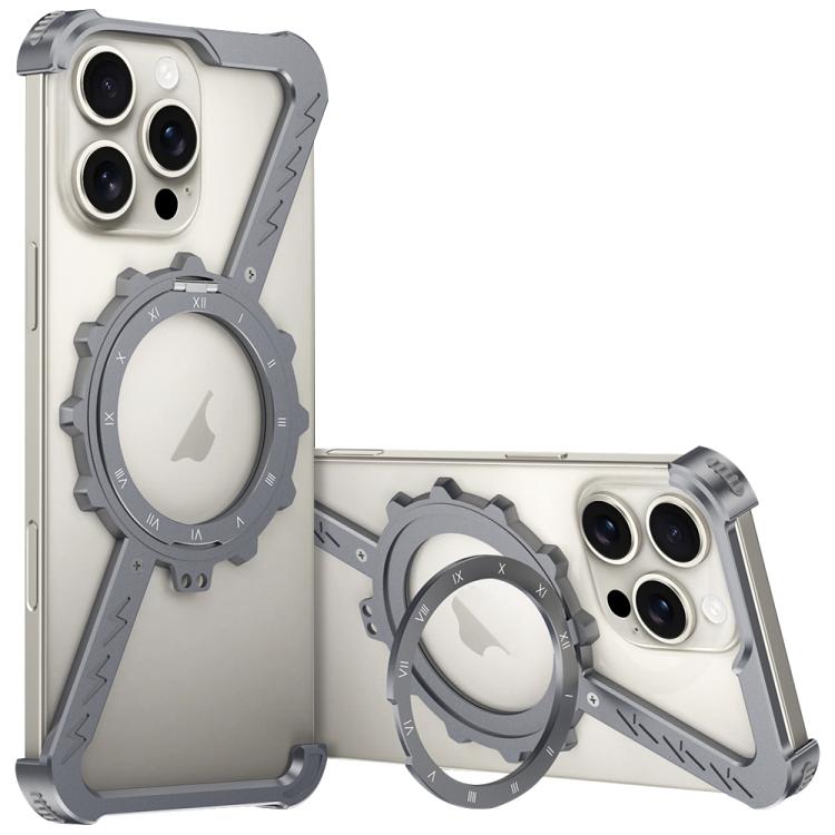 Z-shaped Frameless Metal 360 Holder MagSafe Phone Case, For iPhone 16 Pro Max, For iPhone 16 Pro, For iPhone 16 Plus, For iPhone 16, For iPhone 15 Pro Max, For iPhone 15 Pro