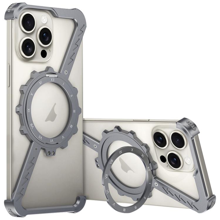 Z-shaped Frameless Metal 360 Holder MagSafe Phone Case, For iPhone 16 Pro Max, For iPhone 16 Pro, For iPhone 16 Plus, For iPhone 16, For iPhone 15 Pro Max, For iPhone 15 Pro