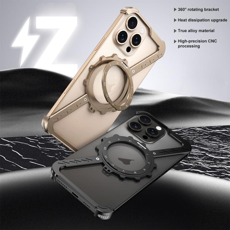 Z-shaped Frameless Metal 360 Holder MagSafe Phone Case, For iPhone 16 Pro Max, For iPhone 16 Pro, For iPhone 16 Plus, For iPhone 16, For iPhone 15 Pro Max, For iPhone 15 Pro