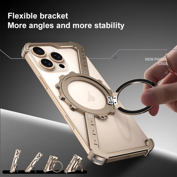 Z-shaped Frameless Metal 360 Holder MagSafe Phone Case, For iPhone 13