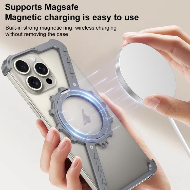 Z-shaped Frameless Metal 360 Holder MagSafe Phone Case, For iPhone 13