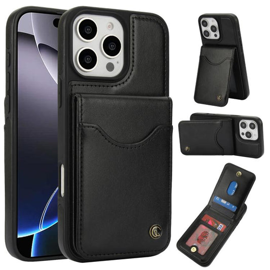 AwQuer Vertical Flip Card Bag Holder Leather Phone Case, For iPhone 16 Pro Max, For iPhone 16 Pro, For iPhone 16 Plus