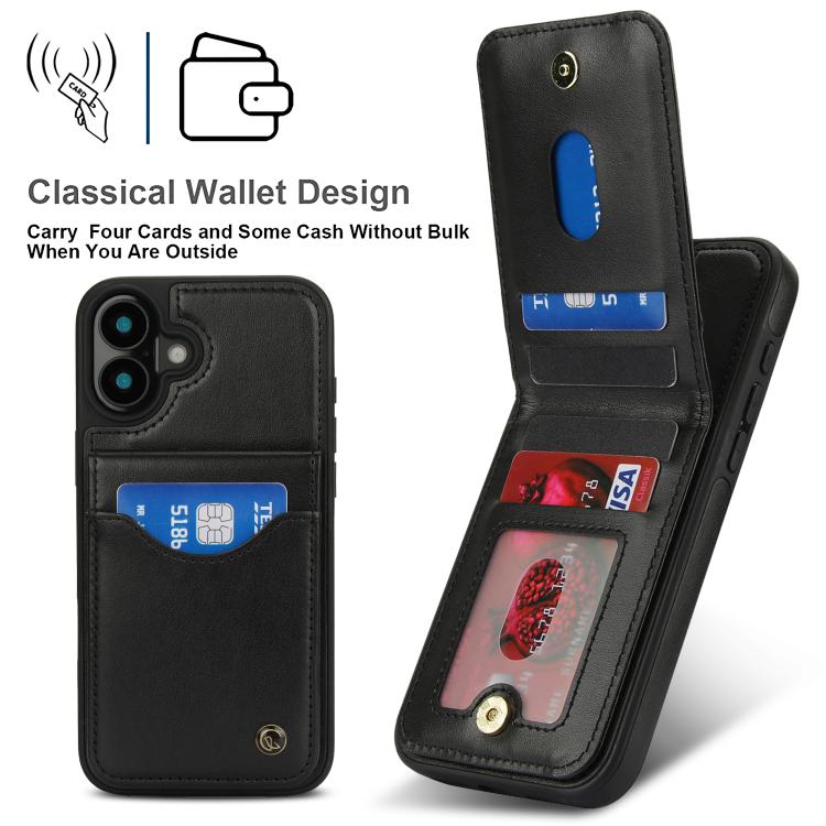 AwQuer Vertical Flip Card Bag Holder Leather Phone Case, For iPhone 16, For iPhone 15 Pro Max, For iPhone 15 Pro