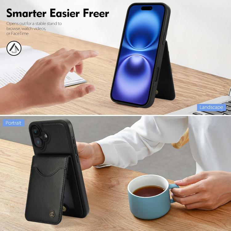 AwQuer Vertical Flip Card Bag Holder Leather Phone Case, For iPhone 16, For iPhone 15 Pro Max, For iPhone 15 Pro