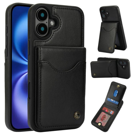 AwQuer Vertical Flip Card Bag Holder Leather Phone Case, For iPhone 16, For iPhone 15 Pro Max, For iPhone 15 Pro