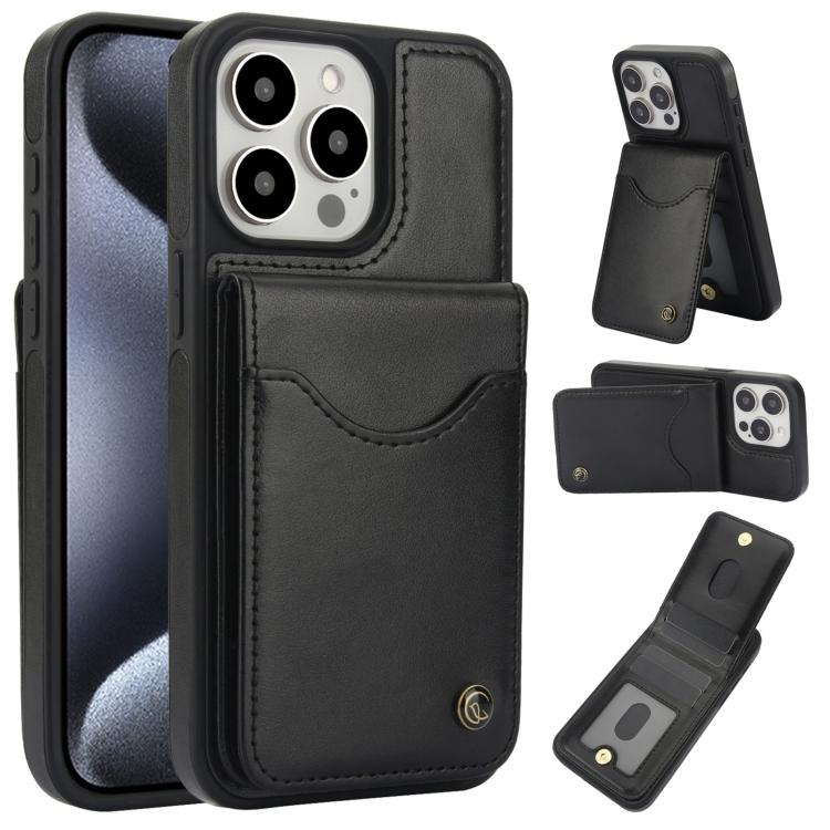 AwQuer Vertical Flip Card Bag Holder Leather Phone Case, For iPhone 16, For iPhone 15 Pro Max, For iPhone 15 Pro