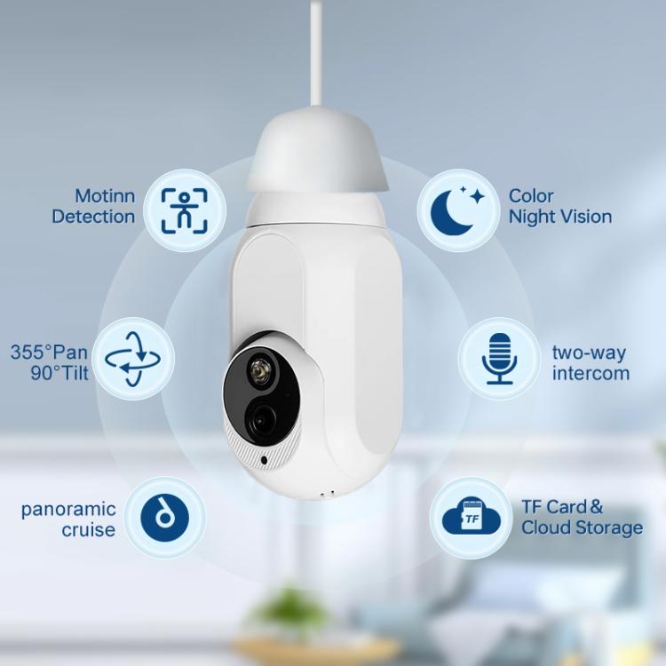 1080P Bulb Type WiFi Surveillance Camera Support Night Vision & Two-way Intercom & Motion Detection, K8