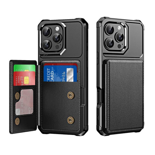 Horizontal Flip Card Bag Holder Leather Phone Case, For iPhone 16 Pro Max, For iPhone 16 Pro, For iPhone 15 Pro Max, For iPhone 15 Pro