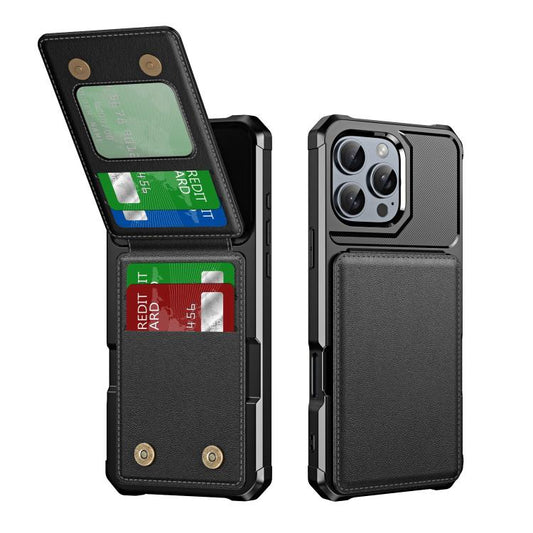 Vertical Flip Card Bag Holder Leather Phone Case, For iPhone 16 Pro Max, For iPhone 16 Pro, For iPhone 16 Plus, For iPhone 16