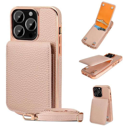 VIETAO Litchi Texture Wallet PU Phone Case with Lanyard, For iPhone 14 Pro, For iPhone 14 Pro Max, For iPhone 13 Pro Max, For iPhone 13 Pro