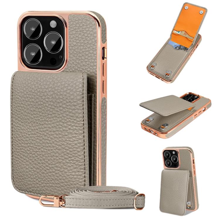 VIETAO Litchi Texture Wallet PU Phone Case with Lanyard, For iPhone 14 Pro, For iPhone 14 Pro Max, For iPhone 13 Pro Max, For iPhone 13 Pro
