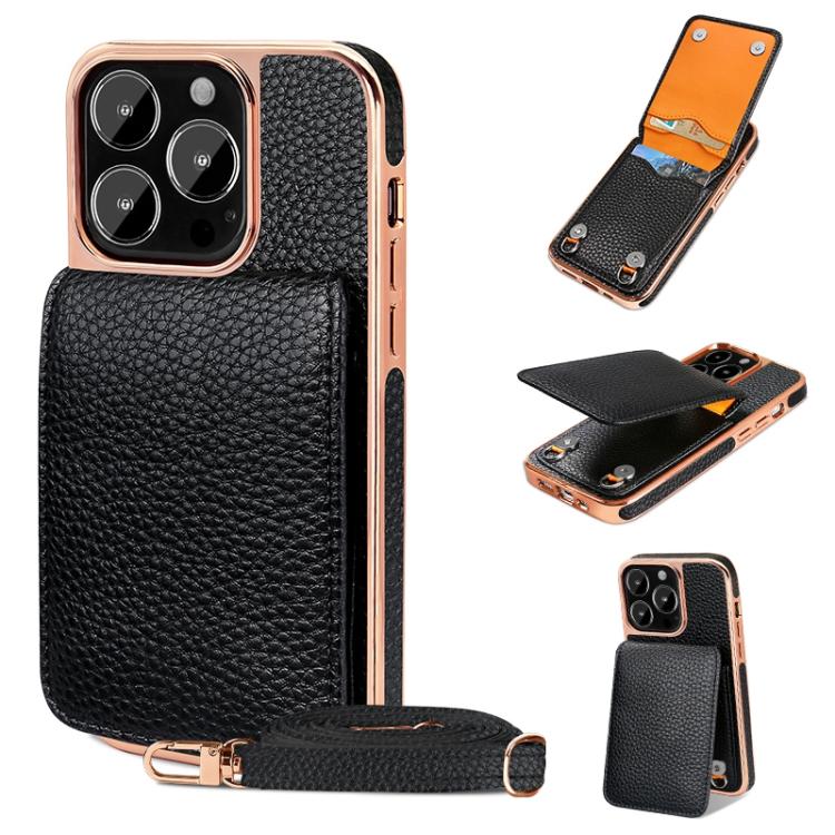 VIETAO Litchi Texture Wallet PU Phone Case with Lanyard, For iPhone 14 Pro, For iPhone 14 Pro Max, For iPhone 13 Pro Max, For iPhone 13 Pro