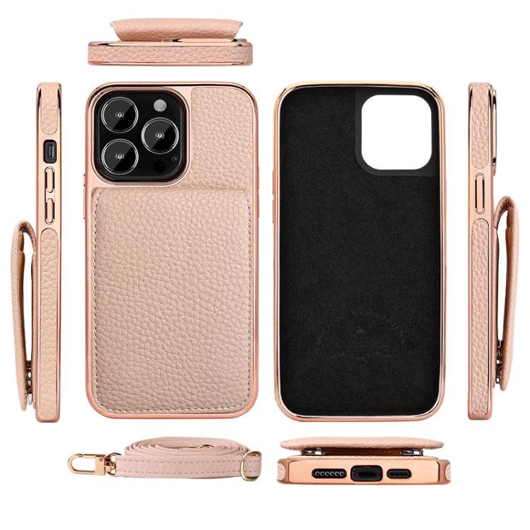 VIETAO Litchi Texture Wallet PU Phone Case with Lanyard, For iPhone 14 Pro, For iPhone 14 Pro Max, For iPhone 13 Pro Max, For iPhone 13 Pro