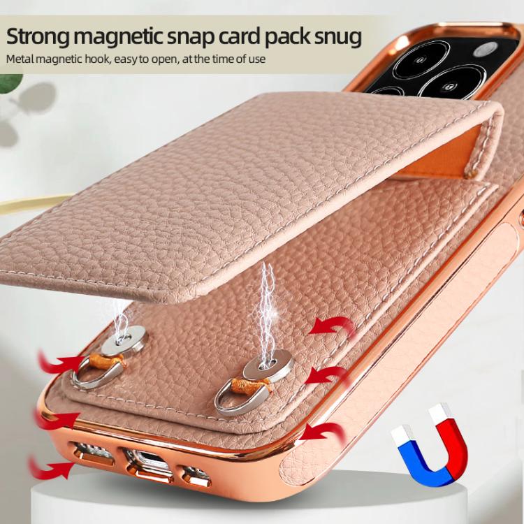 VIETAO Litchi Texture Wallet PU Phone Case with Lanyard, For iPhone 14 Pro, For iPhone 14 Pro Max, For iPhone 13 Pro Max, For iPhone 13 Pro