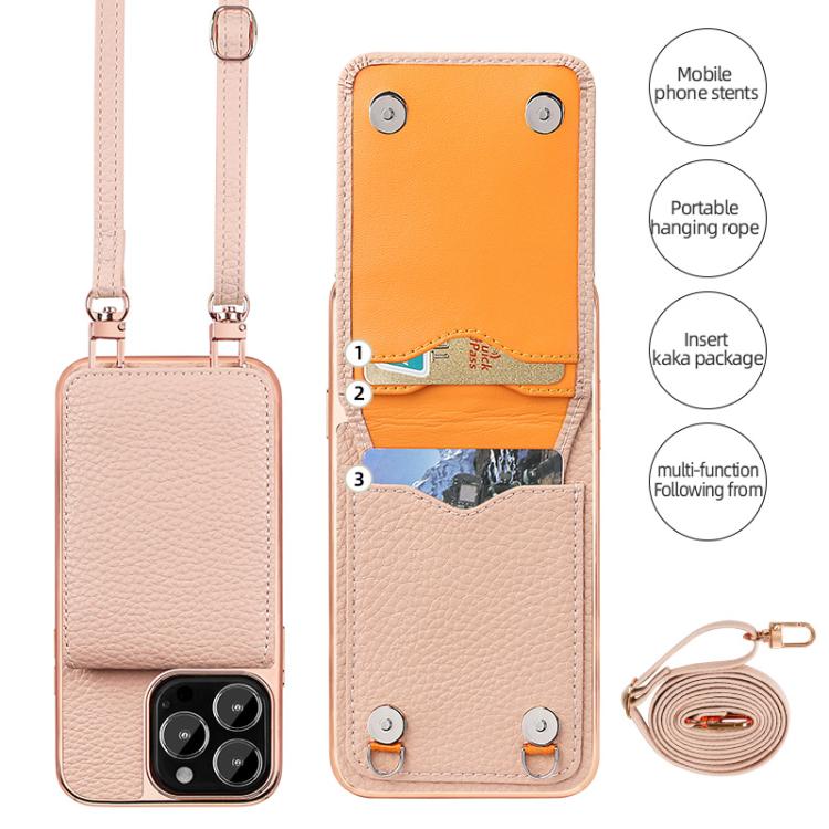 VIETAO Litchi Texture Wallet PU Phone Case with Lanyard, For iPhone 14 Pro, For iPhone 14 Pro Max, For iPhone 13 Pro Max, For iPhone 13 Pro