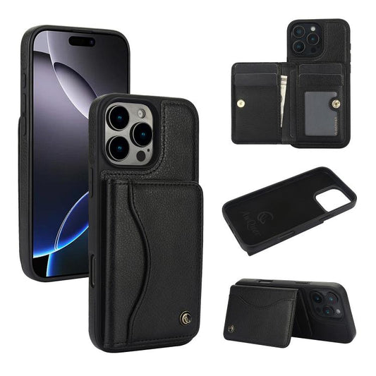 AwQuer Horizontal Flip Card Bag Holder Leather Phone Case, For iPhone 16 Pro Max, For iPhone 16 Pro, For iPhone 16 Plus, For iPhone 16