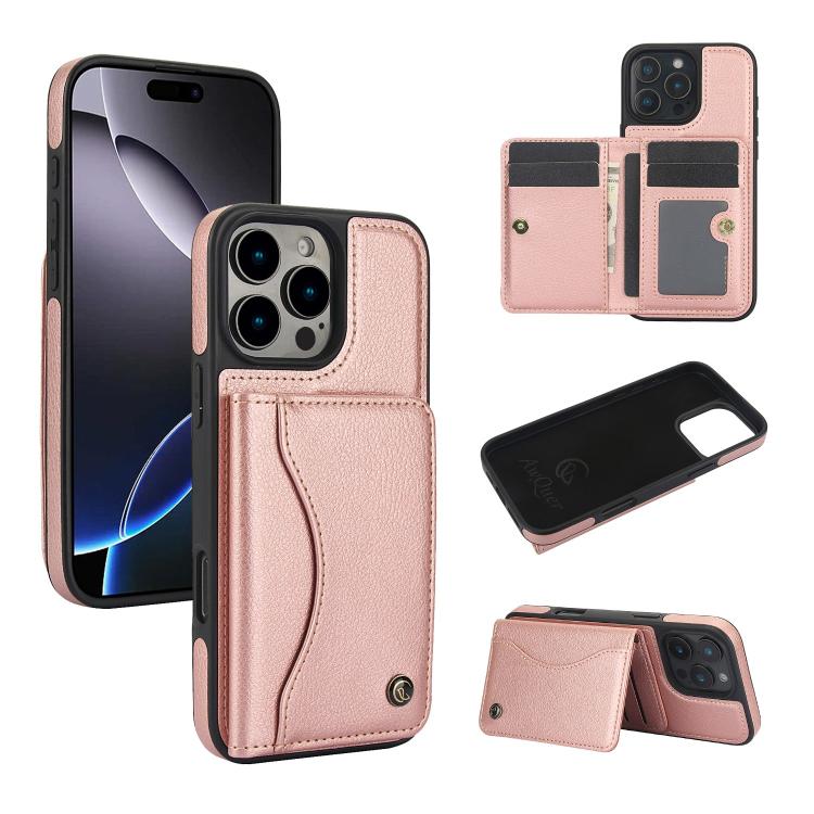 AwQuer Horizontal Flip Card Bag Holder Leather Phone Case, For iPhone 16 Pro Max, For iPhone 16 Pro, For iPhone 16 Plus, For iPhone 16