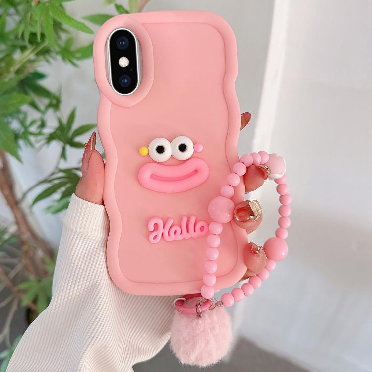 Cartoon Sausage Mouth TPU Phone Case with Bead Chain, For iPhone 11 Pro, For iPhone XS / X, For iPhone XR, For iPhone XS Max