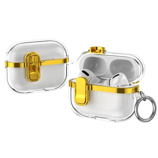 Electroplating Transparent Wireless Earphones Case with Security Lock, For AirPods Pro, For AirPods 1 / 2