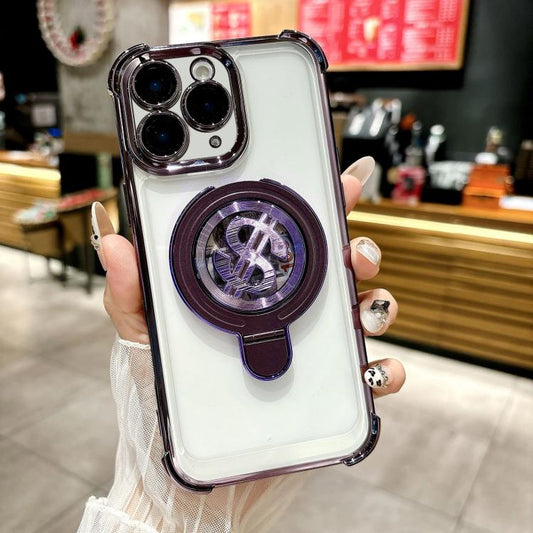 Space MagSafe Holder Phone Case with Lens Film, For iPhone 11 Pro