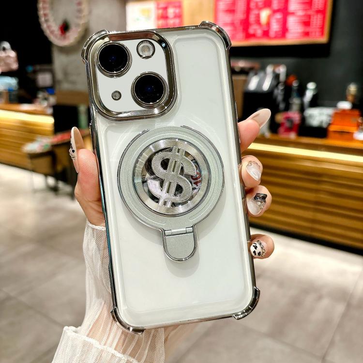 Space MagSafe Holder Phone Case with Lens Film, For iPhone 15 Pro Max, For iPhone 15 Pro, For iPhone 15 Plus, For iPhone 15