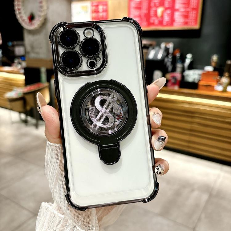 Space MagSafe Holder Phone Case with Lens Film, For iPhone 15 Pro Max, For iPhone 15 Pro, For iPhone 15 Plus, For iPhone 15