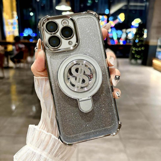 Space Gradient Glitter MagSafe Holder Phone Case with Lens Film, For iPhone 11 Pro