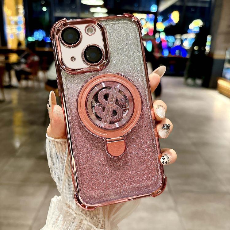 Space Gradient Glitter MagSafe Holder Phone Case with Lens Film, For iPhone 15 Pro Max, For iPhone 15 Pro, For iPhone 15 Plus, For iPhone 15