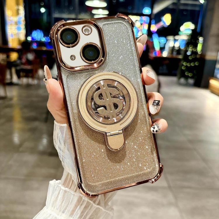 Space Gradient Glitter MagSafe Holder Phone Case with Lens Film, For iPhone 15 Pro Max, For iPhone 15 Pro, For iPhone 15 Plus, For iPhone 15