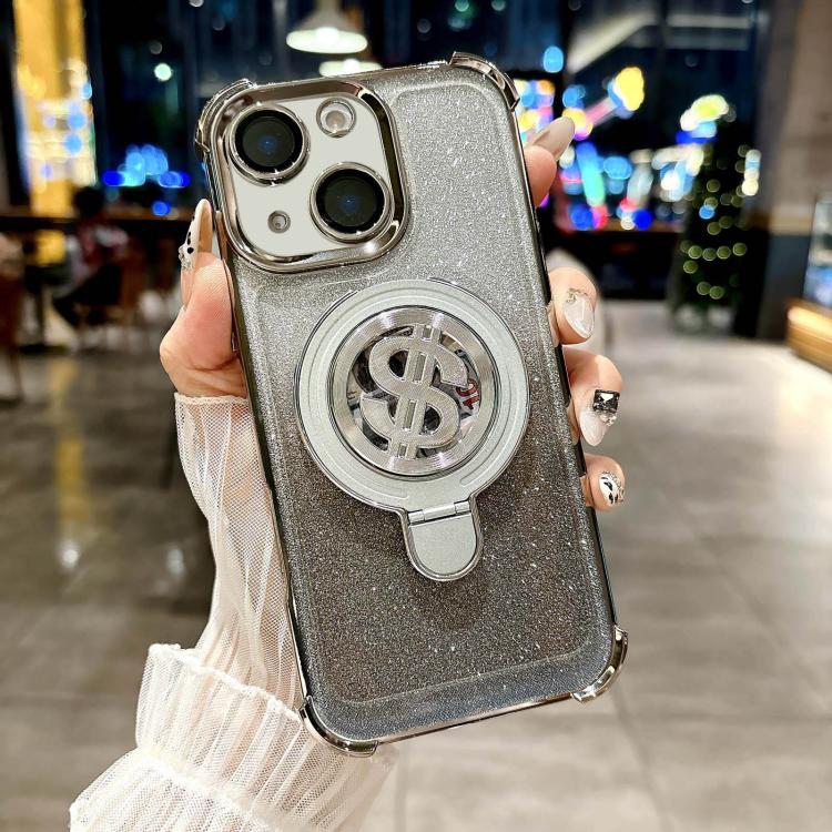 Space Gradient Glitter MagSafe Holder Phone Case with Lens Film, For iPhone 15 Pro Max, For iPhone 15 Pro, For iPhone 15 Plus, For iPhone 15